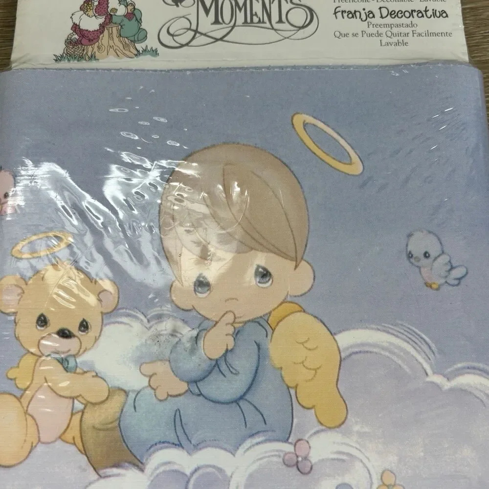 Vintage 1995 Precious Moments Wallpaper Border Angel Teddy Bear Blue 5 YD